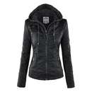 Gothic Faux Leather Jacket Women 2019 Hoodies Winter Autumn Motorcycle Jacket Black Outerwear Faux Leather PU Basic Jacket Coat