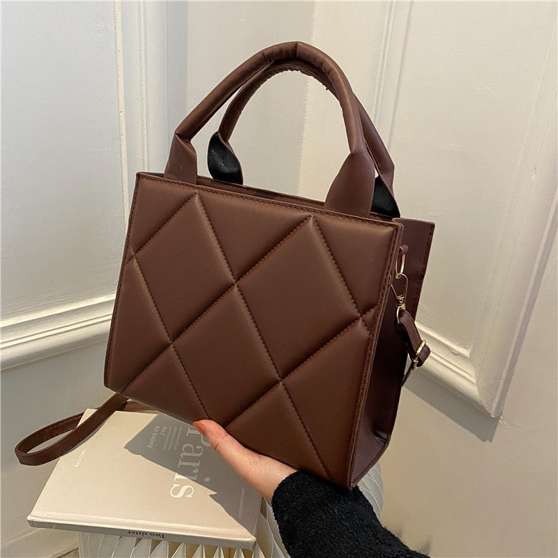 2022 New Spring Women Shoulder Bag Trendy Plaid Pu Leather Crossbody Bags Fashion Ladies Handbags Brand Designer Top Handle Bag