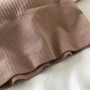 Seamless Crop Top Women Underwear Wire-Free U-Shaped Camisole Wide Straps Striped Solid Bralette Lingerie New