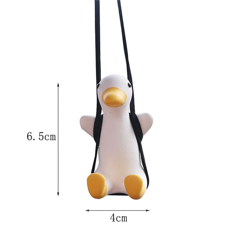Gypsum Cute Anime Car Accessorie Swing Duck Pendant Auto Rearview Mirror Ornaments Birthday Gift Auto Decoraction Car Fragrance