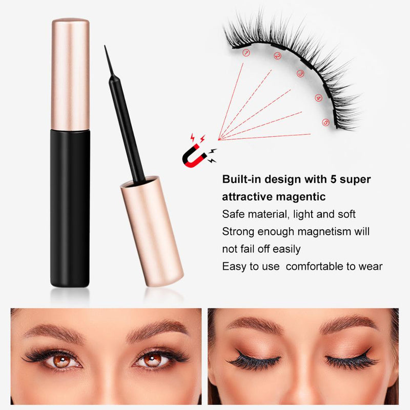 Magnetic Eyelashes 3D Mink Eyelashes Magnetic Eyeliner Magnetic Lashes Short False Lashes Lasting Handmade Eyelash Makeup Tool