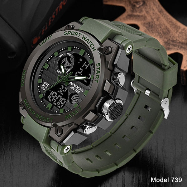 SANDA Top Luxury Watches Men Military Army Mens Watch Waterproof Sport Wristwatch Dual Display Watch Male Relogio Masculino
