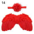 2pcs/set Cute Newborn Angel Feather Wings with Baby Girl Rose Flower Headband Hair Accessories for Infant Photography Props