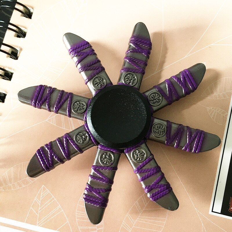 Anime Game Weapon Fidget Spinner Colorful Metal Zinc Alloy Ninja Shuriken Darts Hand Spinner Smooth Electroplate Fidget Gryo Toy
