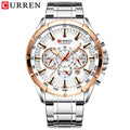 CURREN New Casual Sport Chronograph Men&#39;s Watches Stainless Steel Band Wristwatch Big Dial Quartz Clock with Luminous Pointers