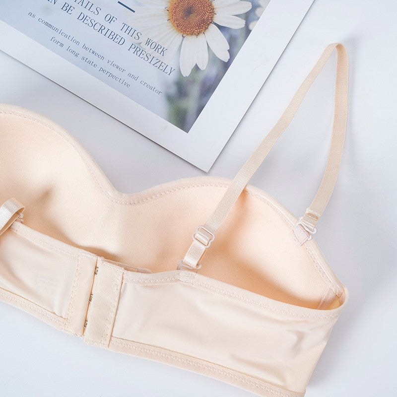 Women Invisible Bra Strapless Bralette 1/2 Cup Women&