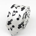 Classic Fashion Men&#39;s Skinny Tie Colorful Musical Notes Printed Piano Guitar Polyester 5cm Width Necktie Party Gift Accessory