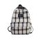 Fashion Plaid Canvas Women&#39;s Backpack Student Backpacks Teenage Girl School Bags Large Capacity Waterproof Travel Rucksack