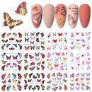 12 Designs Nail Stickers Set Mixed Floral Geometric Nail Art Water Transfer Decals Sliders Flower Leaves Manicures Decoration