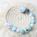 1pc Crochet Bunny Baby Pacifier Clip Chain BPA Free Wooden Beads Appease Soother Chain Clips Newborn Dummy Holder Nipple Clip