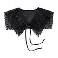 Royal Style Cotton Fake Collar Shawl Wrap Hollow Out Floral Lace Ruffled Trim Necklace Pointed Triangle Lapel Blouse