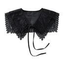 Royal Style Cotton Fake Collar Shawl Wrap Hollow Out Floral Lace Ruffled Trim Necklace Pointed Triangle Lapel Blouse