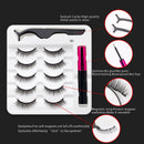 3/5/7Pairs Magnetic Eyelashes False Lashes Repeated Use Eyelashes Waterproof Liquid Eyeliner With Tweezer Makeup Set