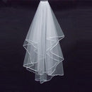 White Two Layers Tulle Short Wedding Veil Ribbon Edge Bridal Veil Wedding Accessories