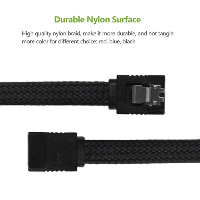 50CM SATA 3.0 III SATA3 7pin Data Cable 6Gb/s SSD Cables HDD Hard Disk Data Cord with Nylon Sleeved Premium Version