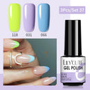 LILYCUTE 3 PCS Gel Nail Polish Set Nude Pink Glitter Sequins Matte Effect Gel Long Lasting Base Top Coat Nail Art Design Hybrid