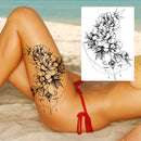 Sexy Flower Temporary Tattoos For Women Body Art Painting Arm Legs Tattoos Sticker Realistic Fake Black Rose Waterproof Tattoos