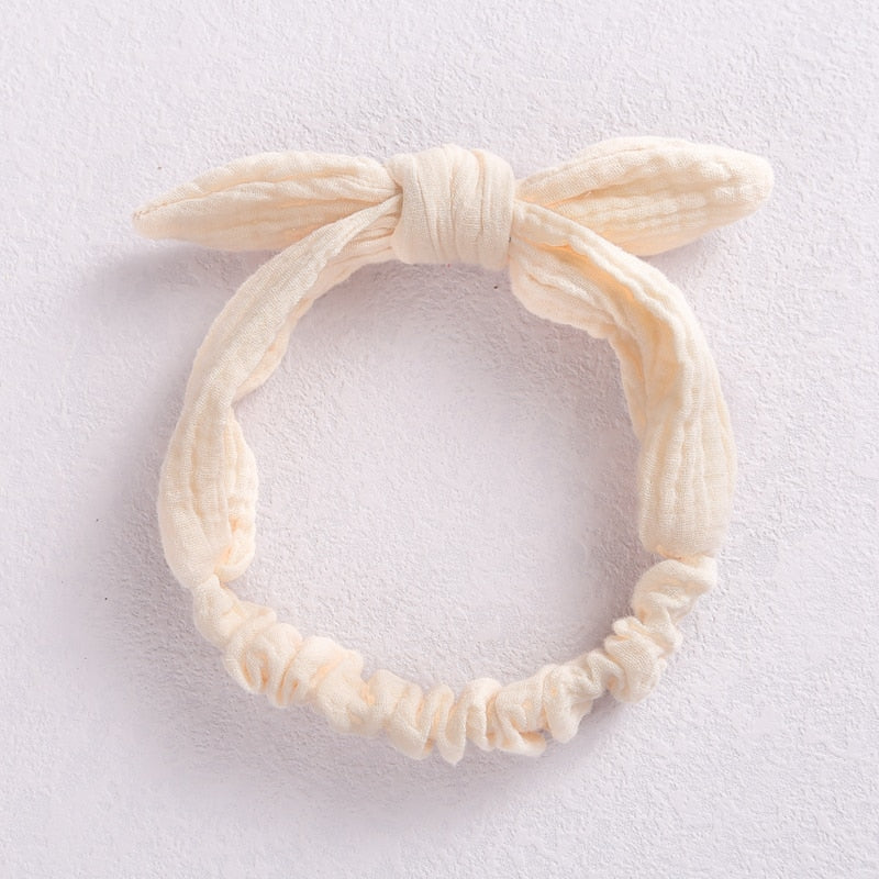 Baby Elastic Hair Bands Girl Headband Cotton Linen Kids Headwear Knot Hair Accessories Toddler Rabbit Ear Turban Playa Ties Soft