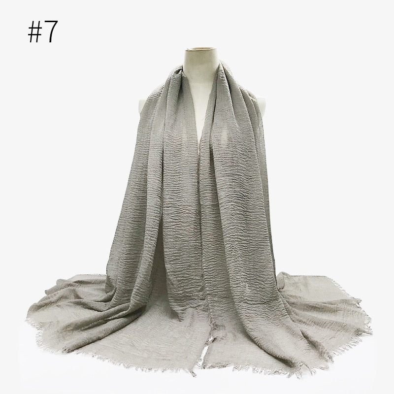 180X95CM Women Classic Muslim Crinkle Hijab Scarf Soft Cotton Head Scarves Turban Shawls Wraps Islamic Headband Femme Musulman