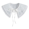 Royal Style Cotton Fake Collar Shawl Wrap Hollow Out Floral Lace Ruffled Trim Necklace Pointed Triangle Lapel Blouse