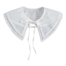 Royal Style Cotton Fake Collar Shawl Wrap Hollow Out Floral Lace Ruffled Trim Necklace Pointed Triangle Lapel Blouse