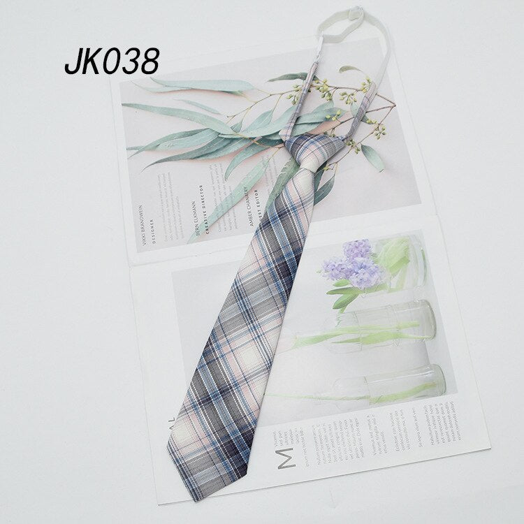 Lazy JK Ties Women Plaid Neck Tie Girls Japanese Style for Jk Uniform Cute Necktie Plaid Uniform School Accessories