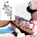 Sexy Flower Temporary Tattoos For Women Body Art Painting Arm Legs Tattoos Sticker Realistic Fake Black Rose Waterproof Tattoos