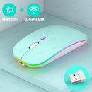 Bluetooth Wireless Mouse For Computer PC Laptop iPad Tablet MacBook With RGB Backlight Ergonomic Silent Rechargeable USB Mouse