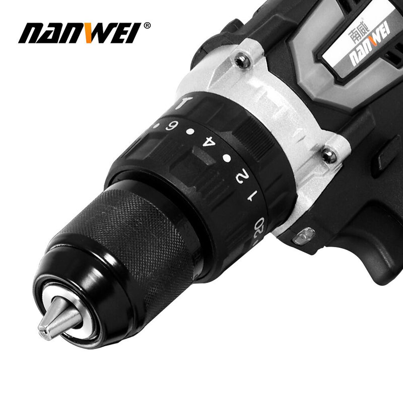 NANWEI 21V 13mm Cordless Drill Industrial Grade Brushless Impact Drill 1/2&quot; Metal Auto-locking Chuck  Ice Drill Fishing
