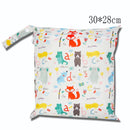 Baby Diaper Bag Cartoon Print Waterproof Wet Dry Nappy Zipper Handbag Stroller Carry Pack Travel Outdoor Wet Diaper Storage Bags