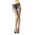 Sexy Solid Striped Elastic High Waist Transparent Stockings Lingerie Garter Fishnet Pantyhose Open Crotch Tights