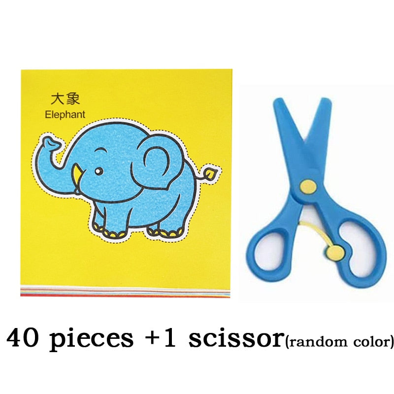 96 Pcs/Set Cartoon Color Paper Cutting Toys DIY Kids Craft Animal Handcraft Paper Art Learning Educational Toy