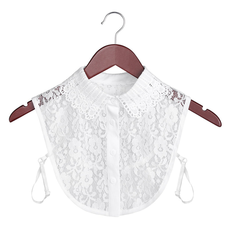 Fashion White Black Lace Fake Collar Blouse Vintage Detachable Shirt False Collar Lapel Blouse Top Women Clothes Accessories