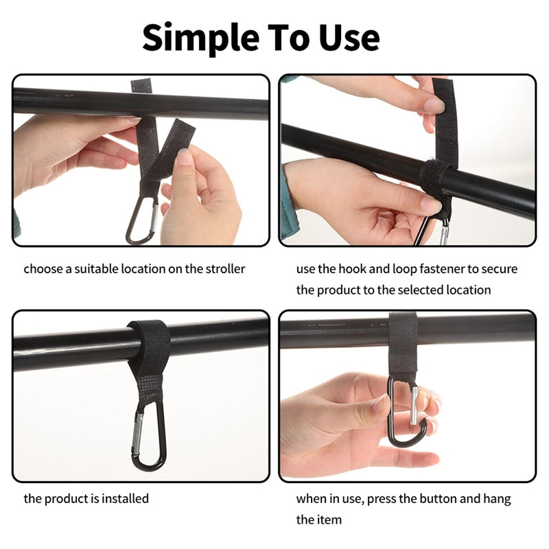 2PCS Baby Stroller Accessories Shopping Pram Hook Props Multi Purpose Baby Stroller Hook Hanger Metal Convenient Hook