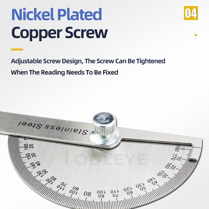 180 Degree Protractor Metal Angle Finder Angle Ruler Woodworking Tools Measuring Ruler Angle Meter Stainless Steel Goniometer
