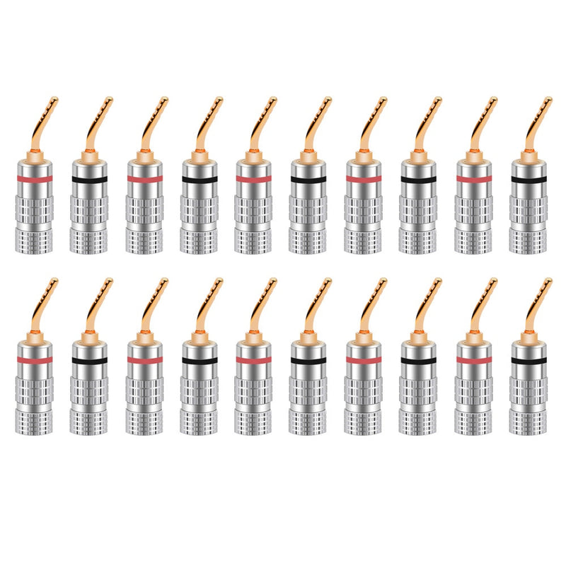 20pcs/10pairs Nakamichi BANANA PLUGS 24K Gold-plated 4MM Banana Connector with Screw Lock For Audio Jack Speaker Plugs Black&amp;Red