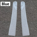 Fashion Long Sheer Tulle Gloves Ultra Thin Stretchy Full Finger Mittens Mesh Elbow Wedding Bride Gloves Halloween Accessory