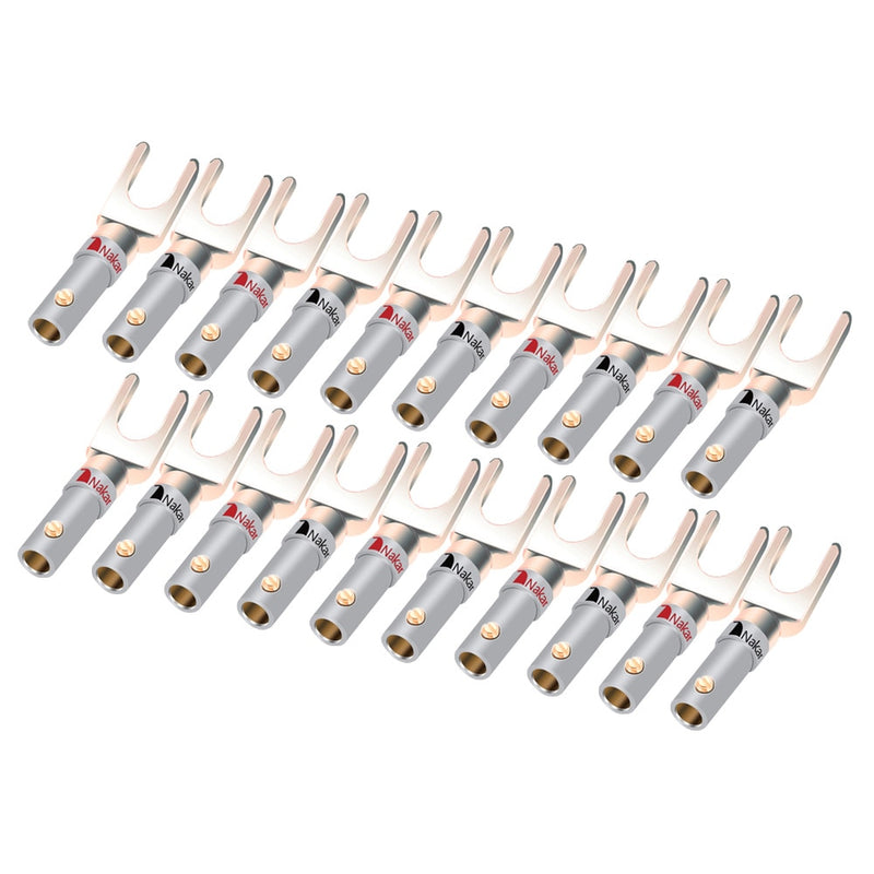 20pcs/10pairs Nakamichi BANANA PLUGS 24K Gold-plated 4MM Banana Connector with Screw Lock For Audio Jack Speaker Plugs Black&amp;Red