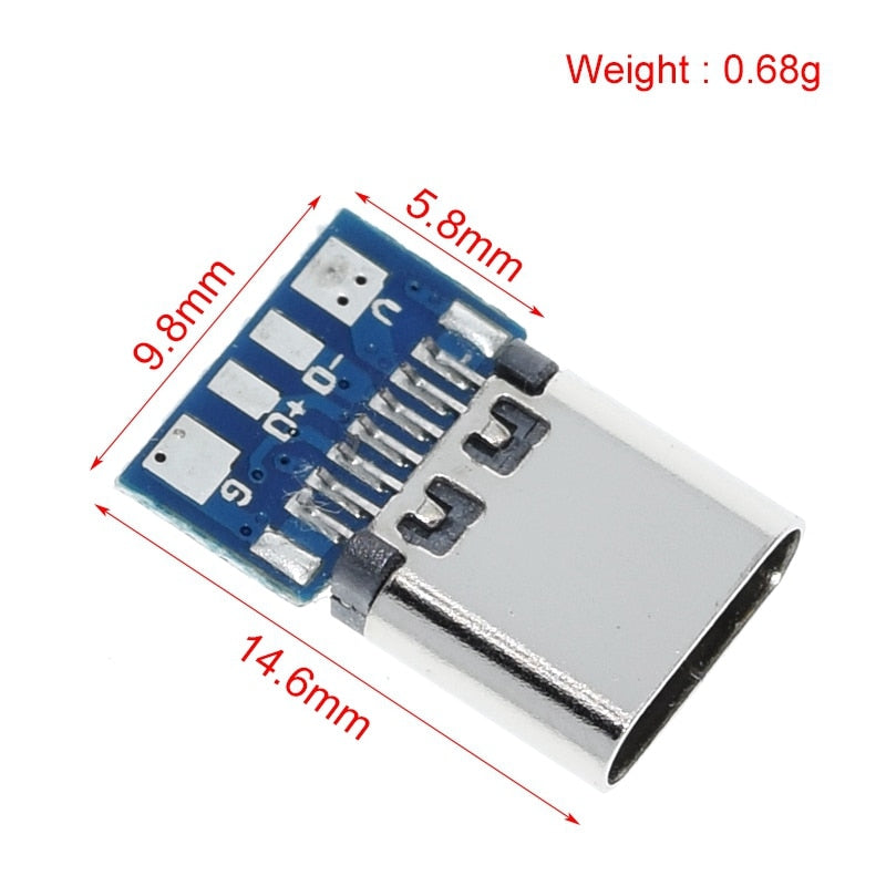 10PCS USB 3.1 Type-C Connector 12 24 Pins Female/Male Socket Receptacle Adapter to Solder Wire &amp; Cable 24 Pins Support PCB Board