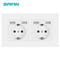 SRAN eu 2gang Power socket,16A electrical plug grounded Hide LED indicator,double Socket with USB, 146*86mm pc panel wall socket