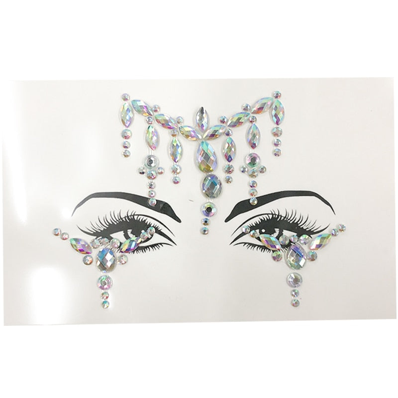 3D Sexy  face tattoo stickers Temporary tattoos  glitter fake tattoo  rhinestones for woman  Party face Jewels tatoo