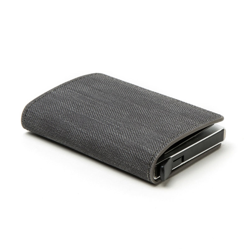 Custom Name Business Bank Credit Card Holder Men Wallet Coin Leather Wallet RFID Aluminium Box CardHolder with Money Clips Purse
