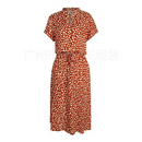 2021 Summer Polka Dot Dress Ladies Leopard Print Shirt Dress, Bohemian, Mid-length, High Waist, Beachwear, Vacation, Summer