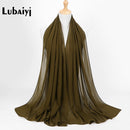 Muslim 2021 New Chiffon Hijab Scarf Women Solid Color Soft Long Shawls and Wraps Islamic Head Scarves Fashion turbante mujer