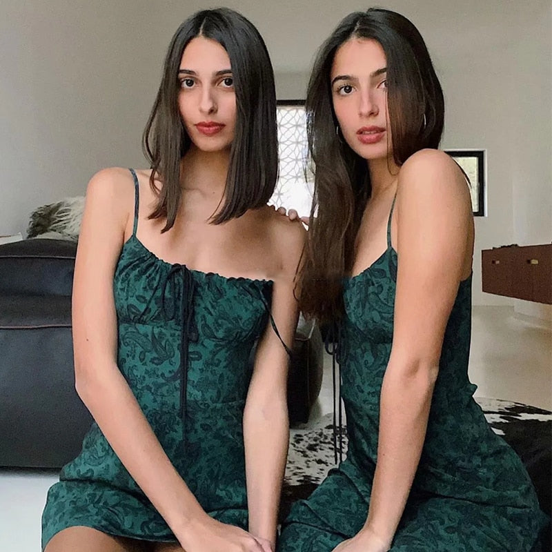 Foridol Strap Sleeveless Print Boho Summer Dress Long Women Green Floral Yellow Dresses Sundress Vintage French Style Dress