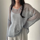 Karrram Lazy Style Full Sleeves Jumpers Tops Hollow Out Sexy Women Fashion Casual Streetwear Chic Femme Sweaters Pullovers