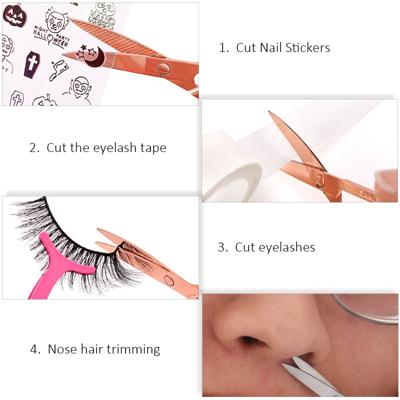 Eyebrow Scissors Stainless Steel Nail Tools Eyebrow Nose Eyelash Scissors Multifunctional Facial Hair Trimmer Makeup Beauty Tool