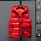 2022 New Women Winter Bright Vests Hooded Thick Vest Waterproof Cotton Padded Sleeveless Coat Female Waterproof Thick Waistcoat