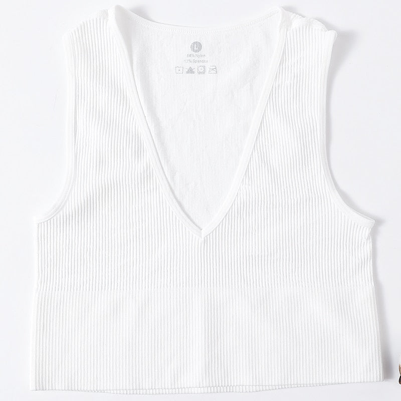 Vintage Crop Top Women Seamless Underwear Sexy Lingerie Female Tanks Vest Harajuku Deep V Neck Summer Camis Crop Top Camisole