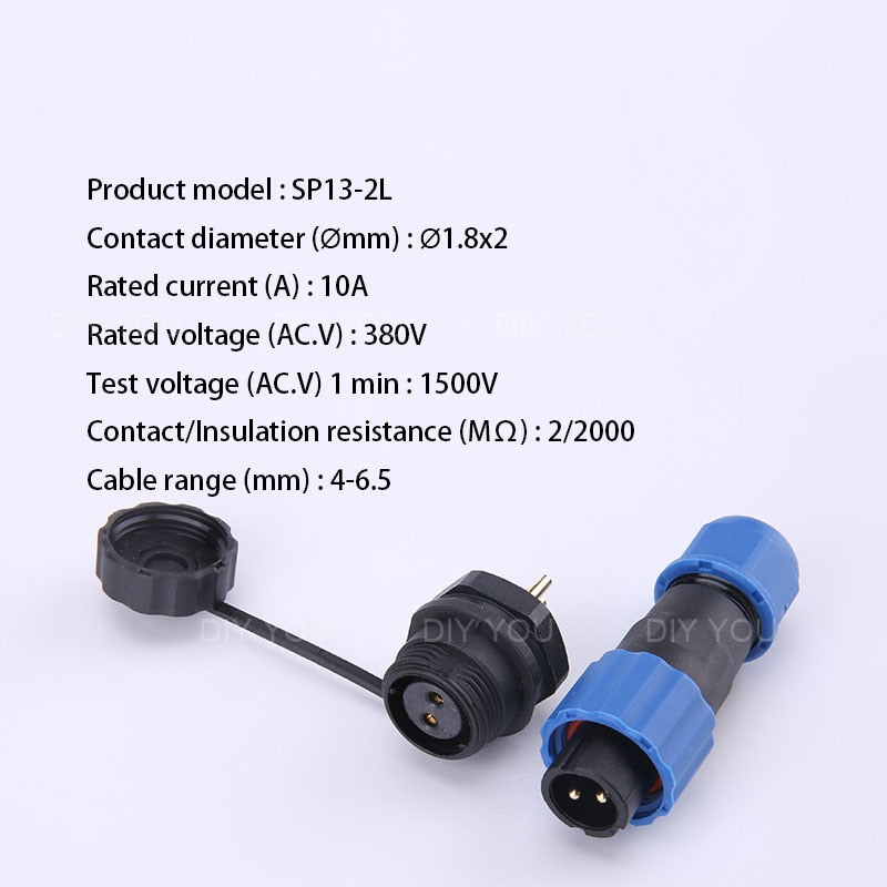 SP13 IP68 waterproof connector male plug &amp; female socket 1/2/3/4/5/6/7/9 pin panel Mount wire cable connector aviation plug